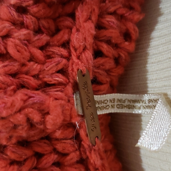 Free People Orange Button Up Hooded Sweater Size XS - Picture 4 of 12